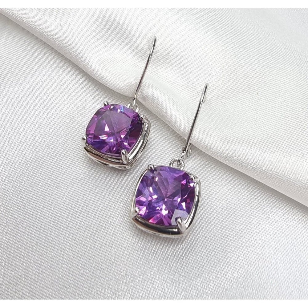 BBJ Thailand Purple Sapphire 925 Sterling Silver Dangle Earrings